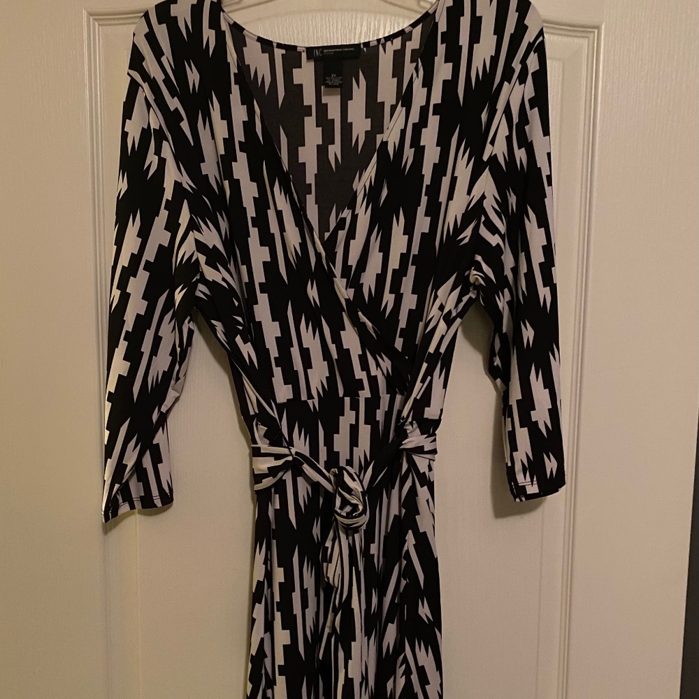 INC Faux-Wrap Plus Size Dress